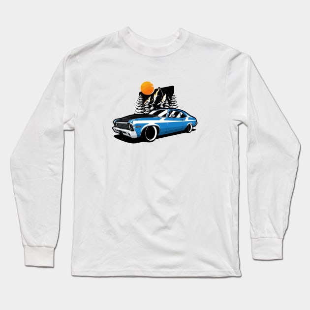 Blue Nova American Classic Long Sleeve T-Shirt by KaroCars